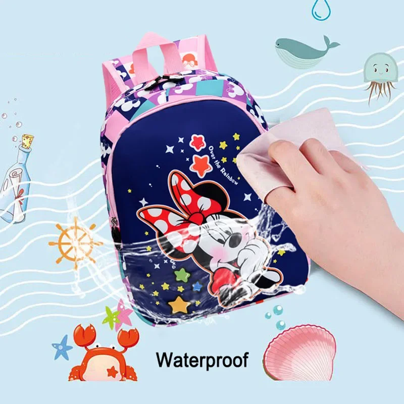 Disney Mickey Mouse Minnie Children\'s Backpack for Boys and Girls Pink Cute Cartoon Small Children Kids Kindergarten School Bags