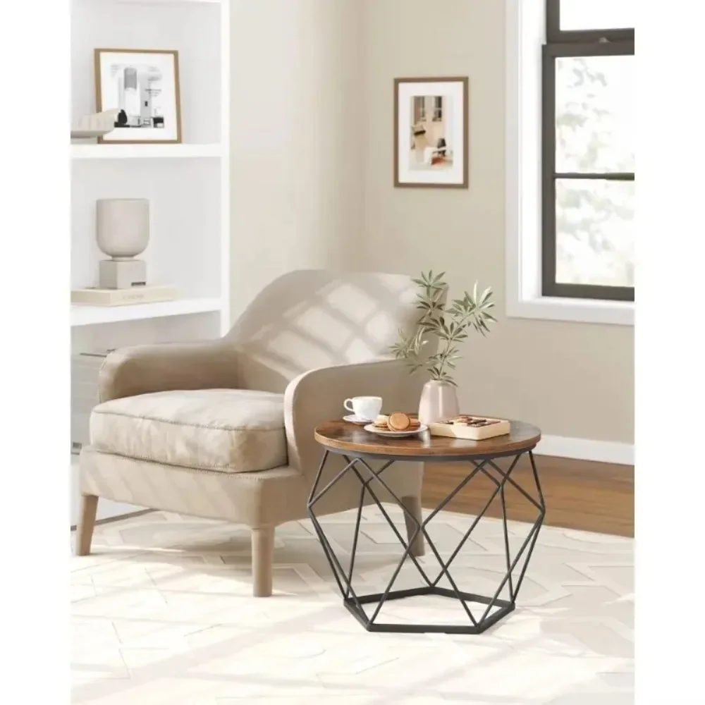 

Small Coffee Table Set of 2, Round Coffees Tables with Steel Frame, Side End Tables for Living Room, Bedroom, Coffee Table
