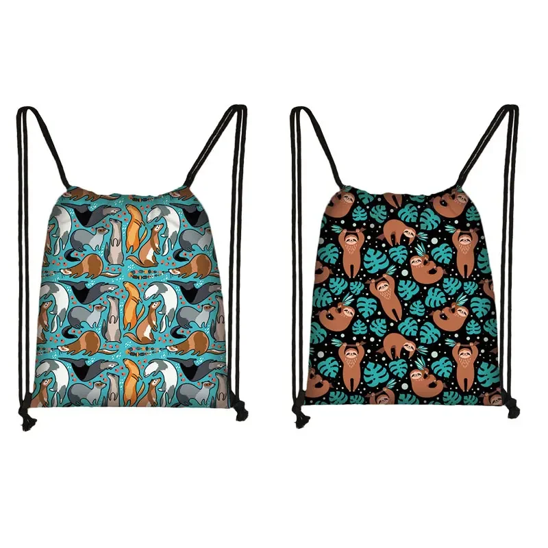 

Cute Animal Sloth Print Drawstring Bag Lama Ladies Storage Bag Women Shopping Bags Teenager Boys Girls Backpack Bookbag