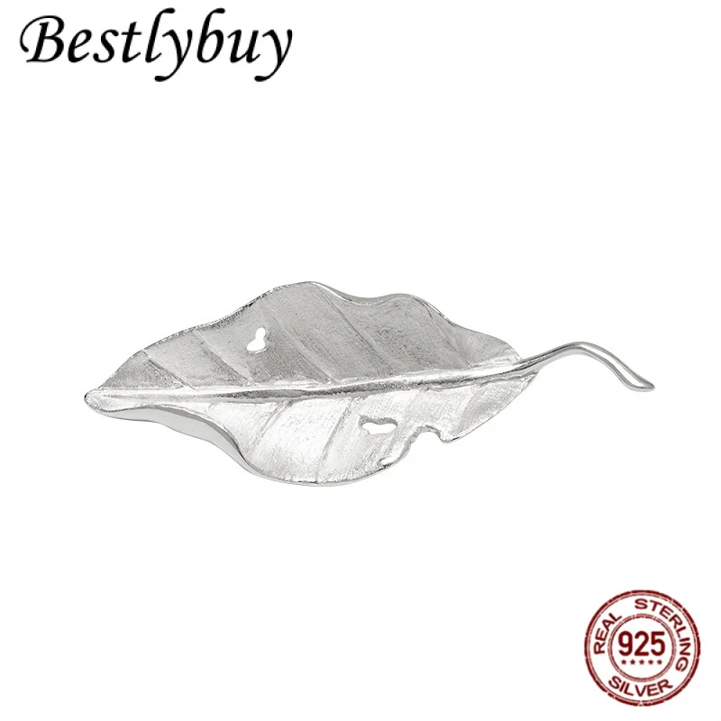 

Новая серебряная брошь S925 с оригинальным дизайном в виде листа, минималистичный модный подарок для мужчин и женщин