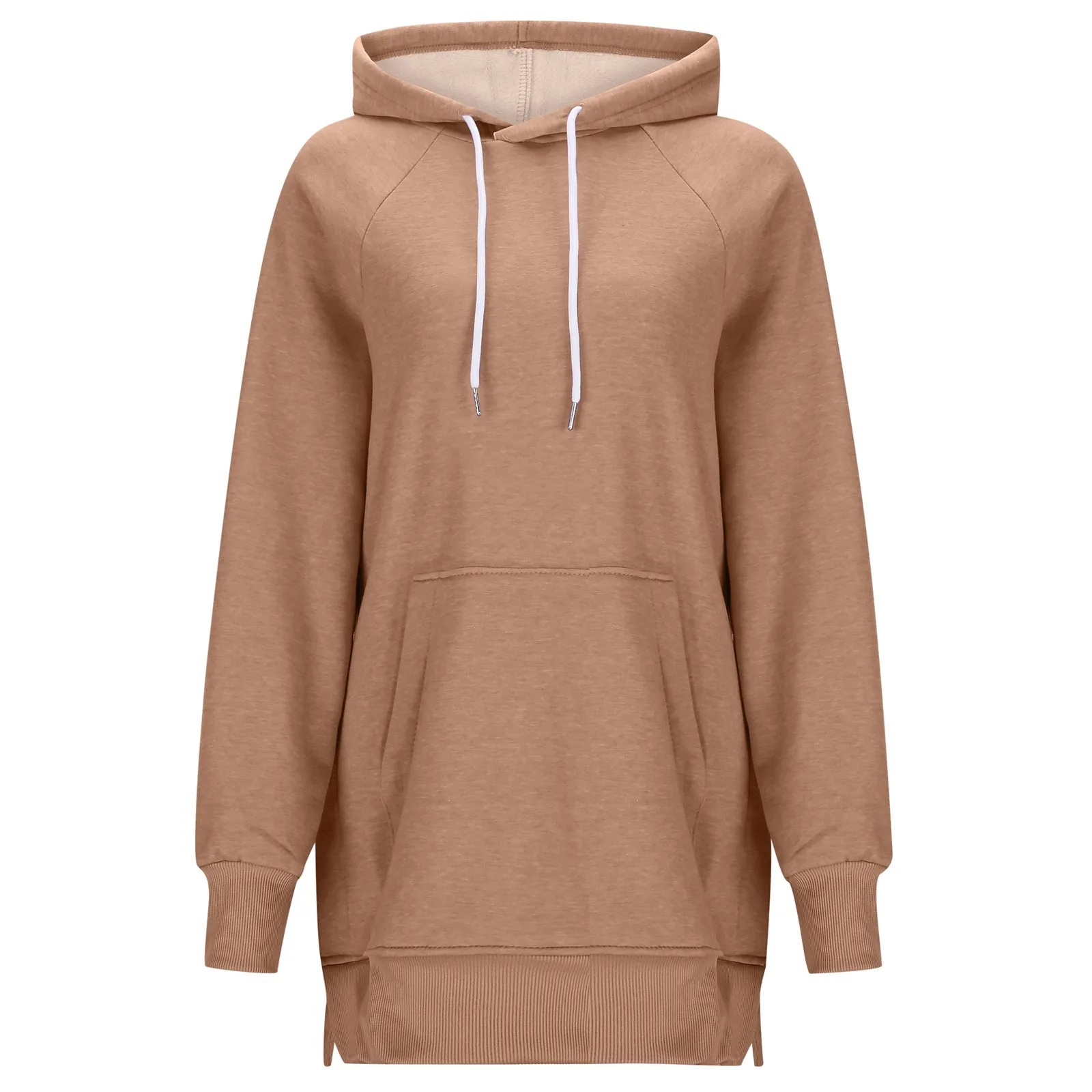 Women's Casual Solid Color Hoodie Medium Long Loose Split Top Long Zip Sweatshirt Hoodie Christmas Hoodies for Women