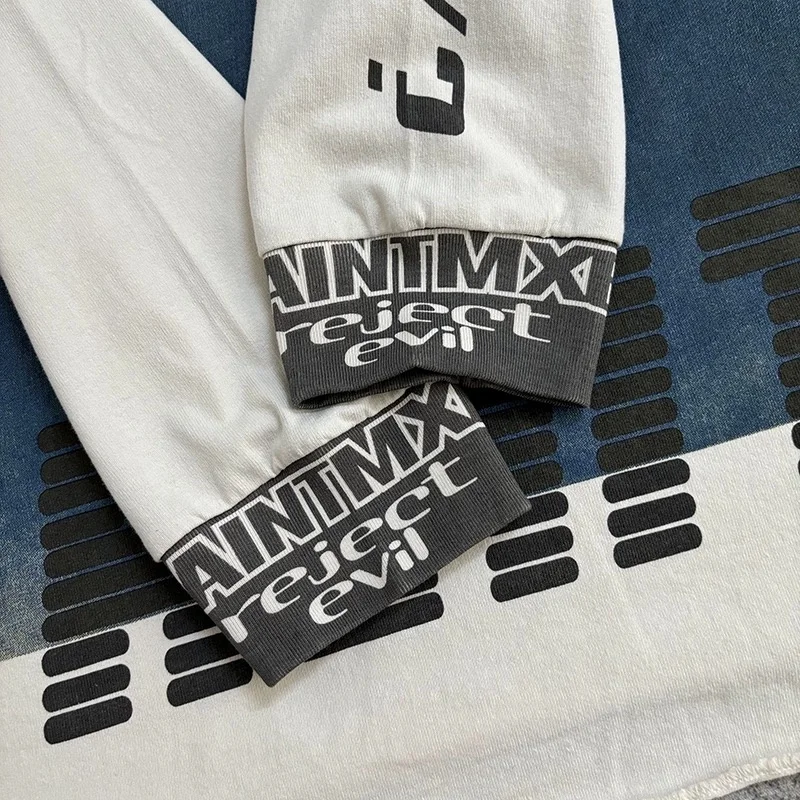 24ss Man Woman Loose Fashion T-Shirt Long Sleeve Vintage Collar Letter Splicing T Shirt High Street Casual Best Quality Tees Top