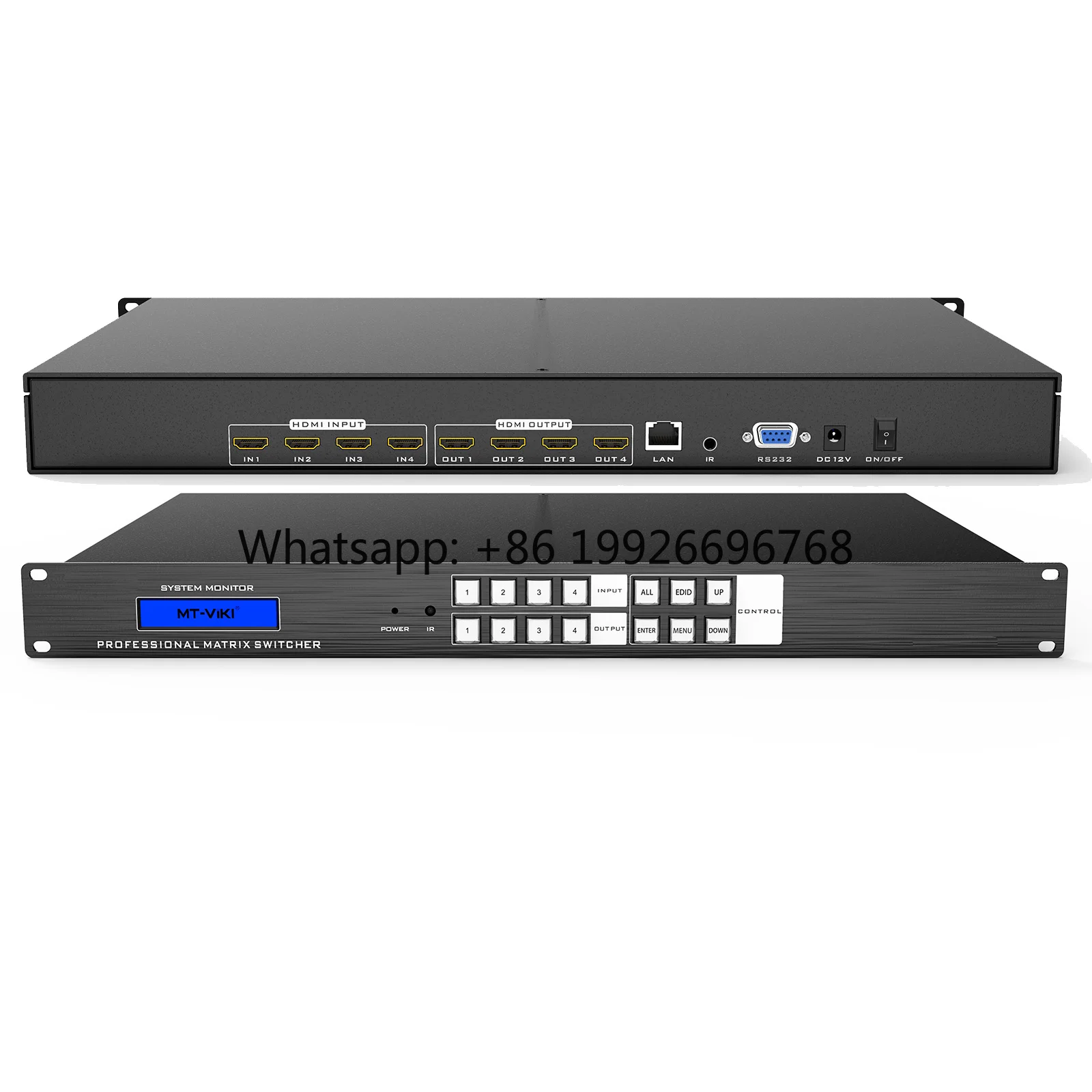 ADI Chip Video HDMI Matrix Switch 4x4,  2U 4K 30Hz HDMI Matrix Switcher Console 4 in 4 Out
