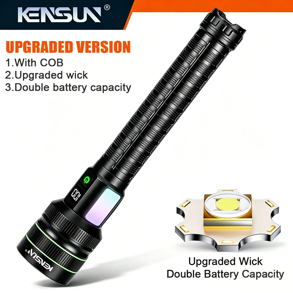 High Lumens Hand Lantern Powerful LED Flashlight Ultra Bright Searchlight With Large Battery Rechargeable For Climbing Hiking