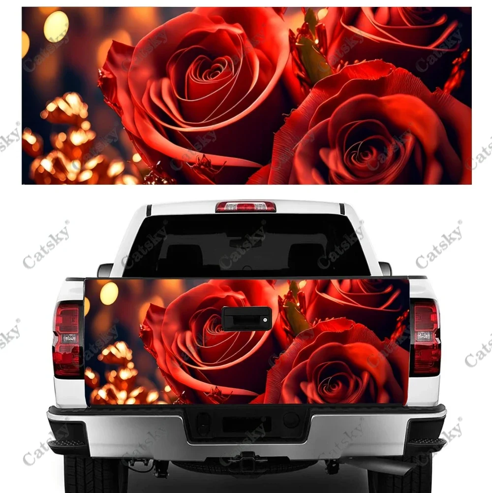 

Beauty Red Flower Rose Car Stickers Rear Modification Accessories Vinyl Suitable for Cars Trucks Off-road Vehicles SUV Stickers