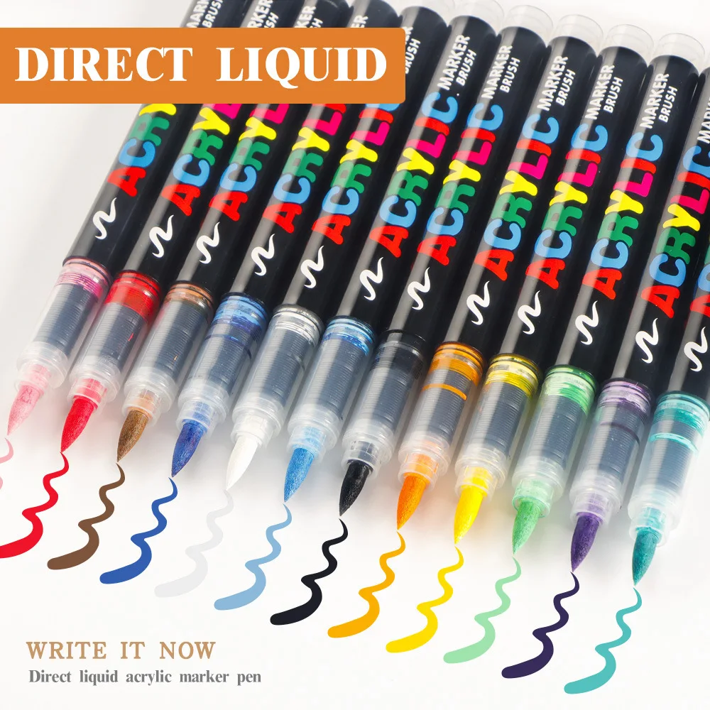 12-168 Colors Acrylic Paint Markers, Soft Brush Tip Pens for Stone, Wood, Glass, Rock Painting, Ceramic, DIY Crafts Art Supplies