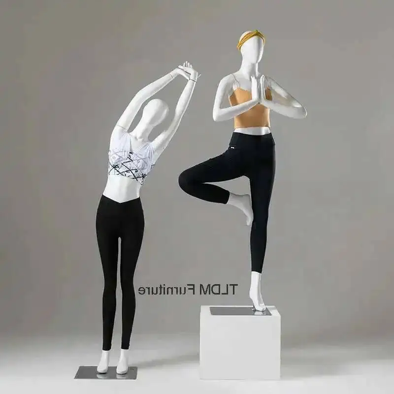 

Display Female Yoga Full Body Exercise Clothing Rack Clothing Store Mannequins Female Model for Women's Clothing with Metal Base