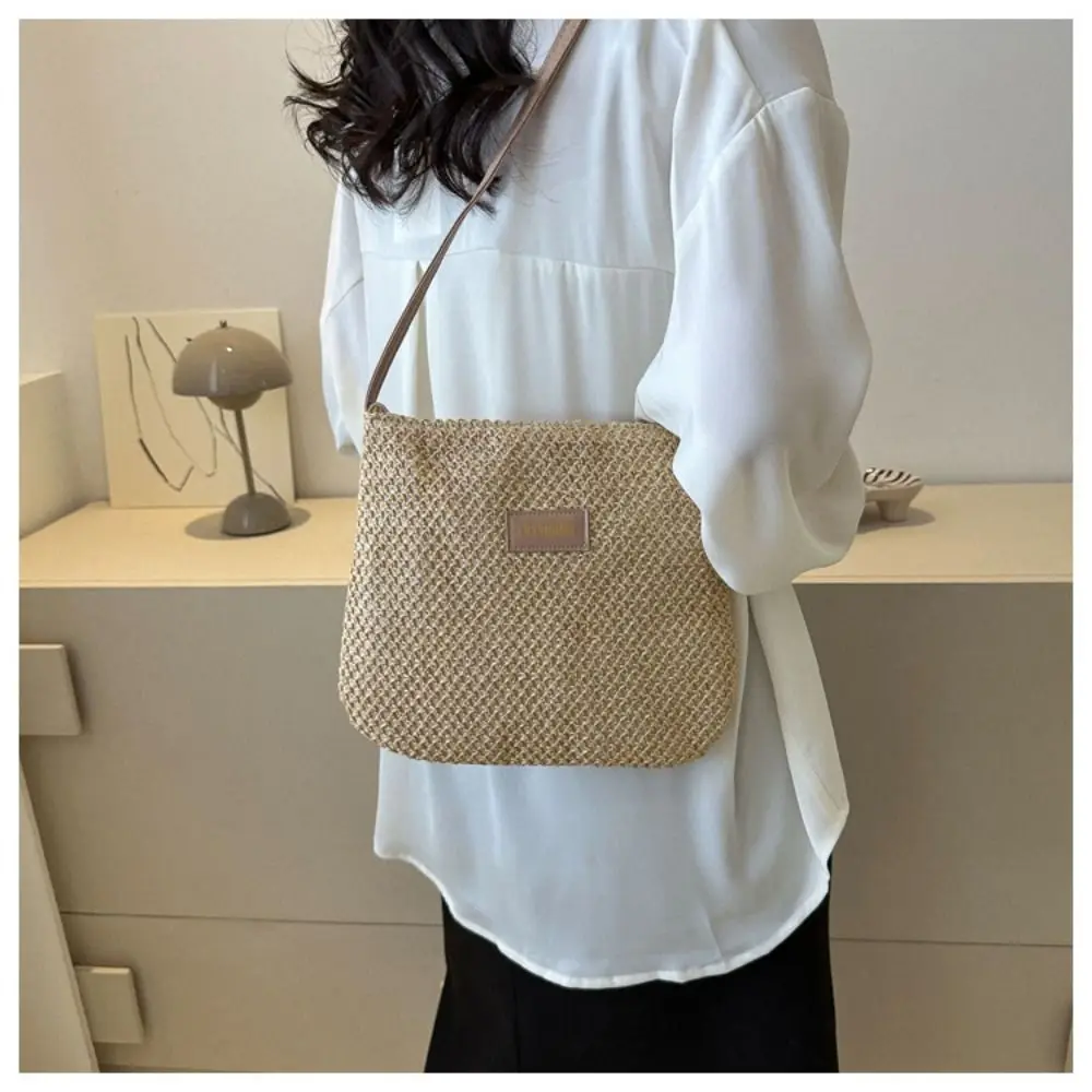 Ladies Fashion Summer Straw Crossbody Bag Women Beach Holiday Shopping Woven Shoulder Handbag Messenger Purses for Women Bags