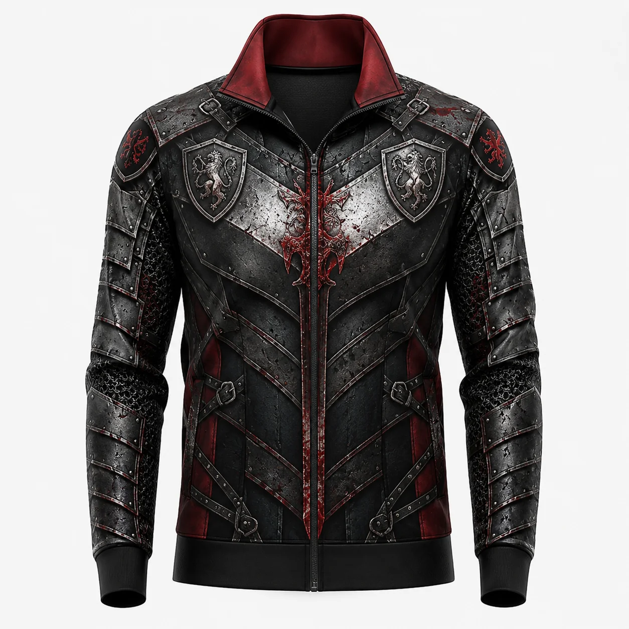 New Men Medieval Knight 3D Print Jacket Lion Dragon Shield Graphic Jackets Vintage Royal Tournament Coat Gothic Zip Up Outerwear