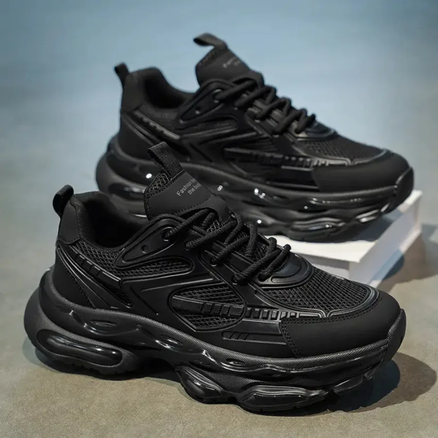 

Мужские массивные кроссовки в стиле Dad Sneakers с воздушной подушкой, черным дизайном и дышащей сеткой для повседневной носки