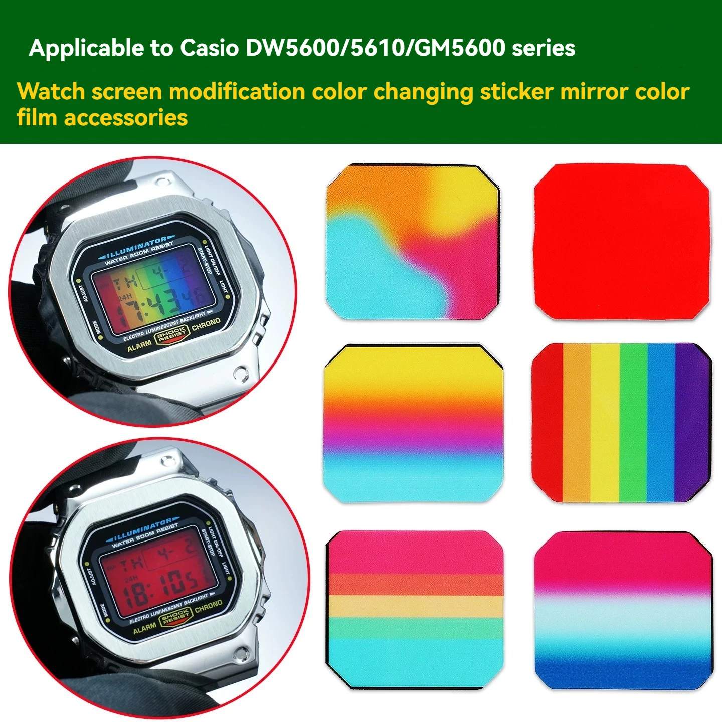 Blood Crane Color Changing Screen Sticker for Casio GMW-B5000 DW5600 GM5600 G-SHOCK LCD Polarizing Film Watch Mod Parts