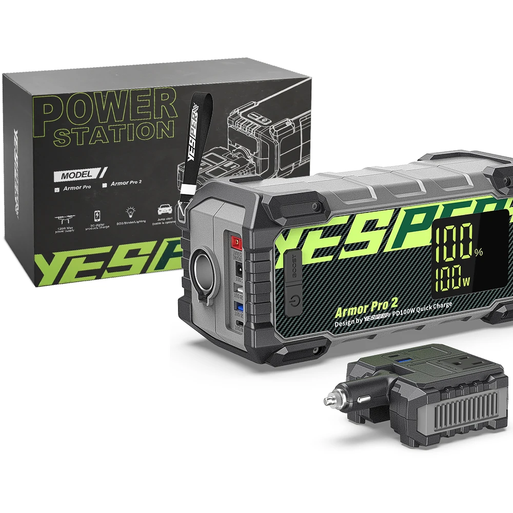 Yesper Armor pro 2 portable 300W Fast Charge Lifepo4 Battery car power bank station with smart LCD display for camping