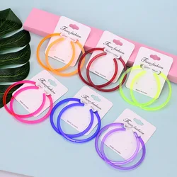 New Neon Color Big Acrylic Hoop Earrings For Women Punk Fluorescent Green Large Round Hoops Earring Fashion Party Jewelry
