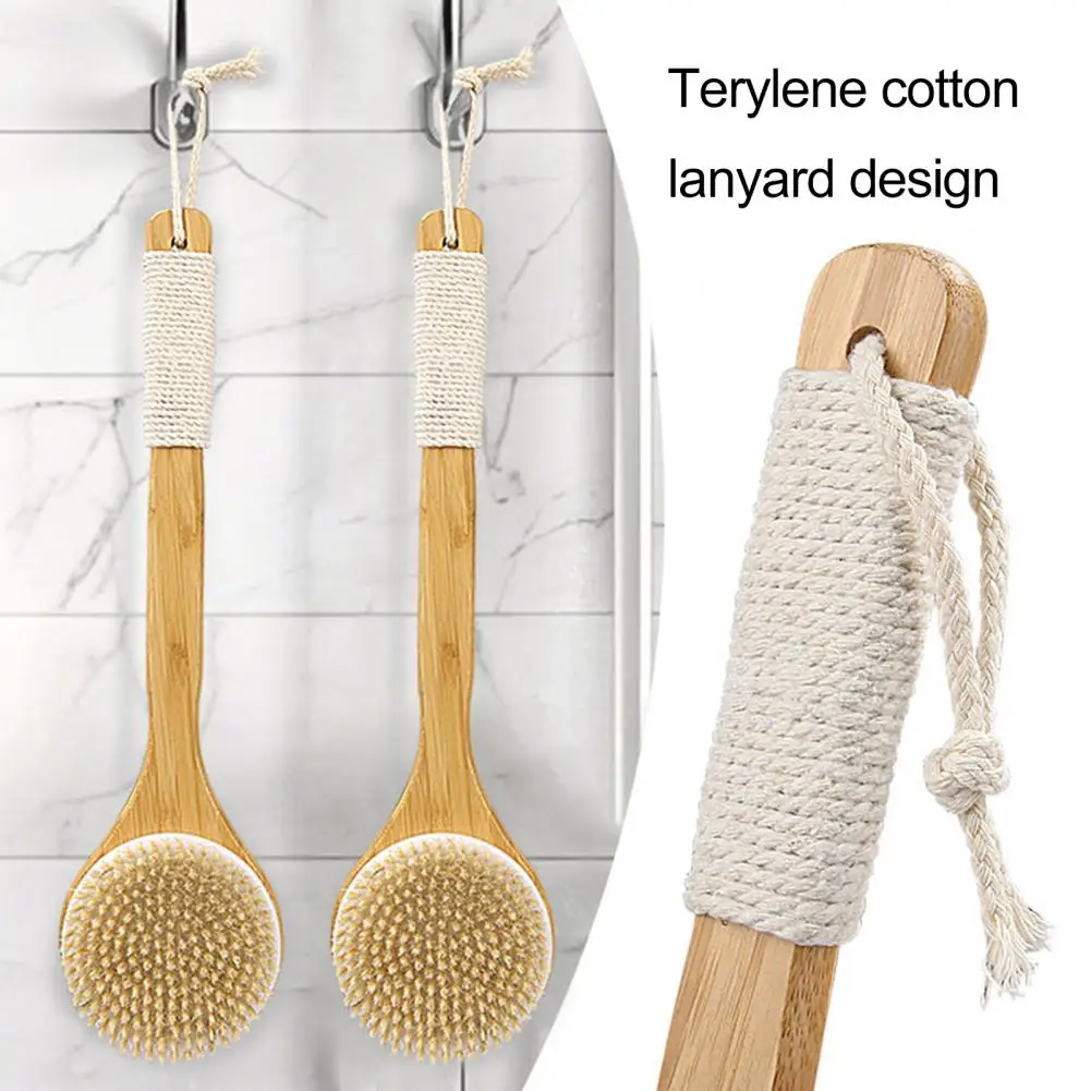 

Bath Brush with Lanyard Eco-friendly Bamboo Long Handle Bath Back Scrubber Brushes for Dry Skin Blood Circulation for Shower