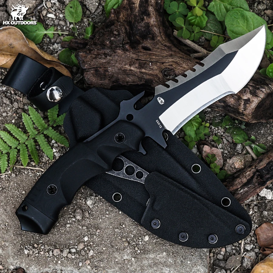 Hx Outdoors DC53 Survival Tactical Knife,Hunting Knives,FullTang Rescue Knife ,Camping Tool 61Hrc G10 Handle Kydex Dropshipping