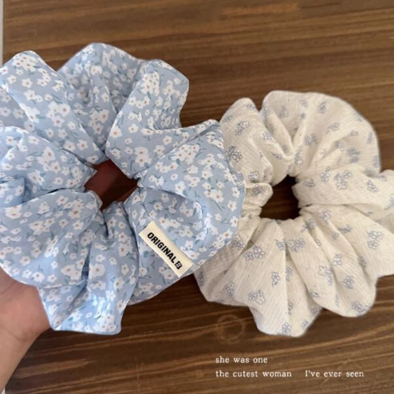 رباط شعر كوري حلو صغير من الزهور الطازجة والأمعاء الغليظة، ربطة شعر مرنة عالية، حبل ربطة رأس، إكسسوارات شعر على شكل زهرة الرأس