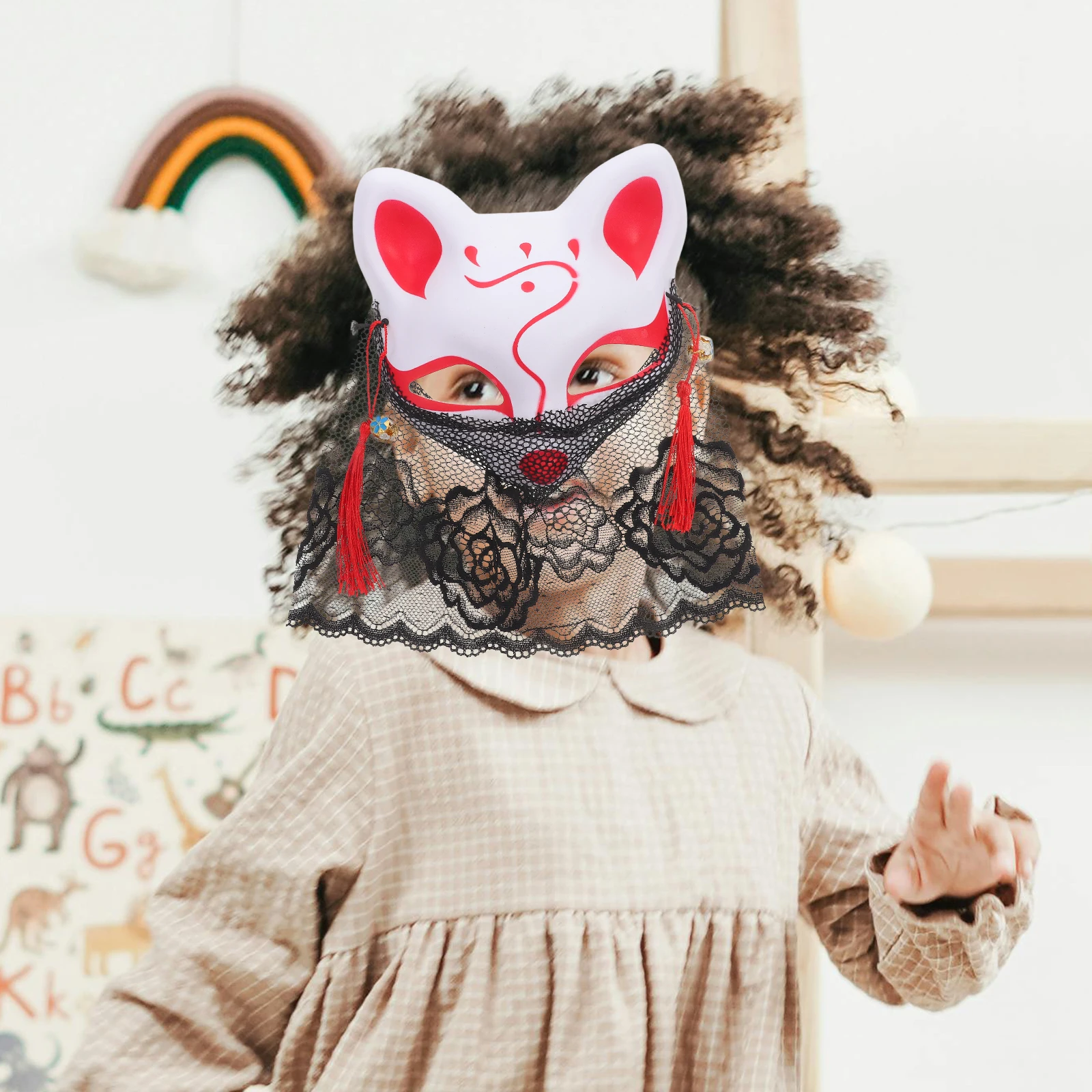 반 얼굴 여우 마스크 코스프레 커버 베일 마스크 가장 무도회 할로윈 의상 액세서리 만화 미스