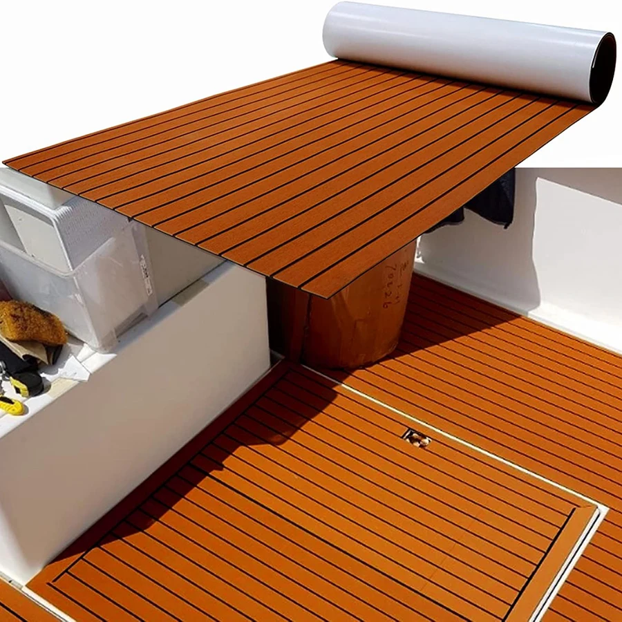 

2.4m Boat Foam Mat Deck Sheet Marine Yacht Synthetic Teak Decking Strong Adhesive Carpet Flooring Pad EVA Foam Anti-Skid ATV