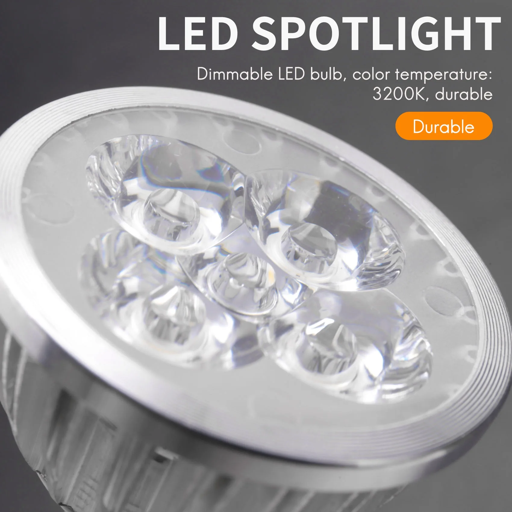 หลอดไฟ LED MR16หรี่แสงได้4W/สปอตไลท์ไฟ LED สีขาวอุ่น3200K/50วัตต์เทียบเท่าฐาน GU5.3แบบไบพิน/330ลูเมนมุมลำแสง60องศา