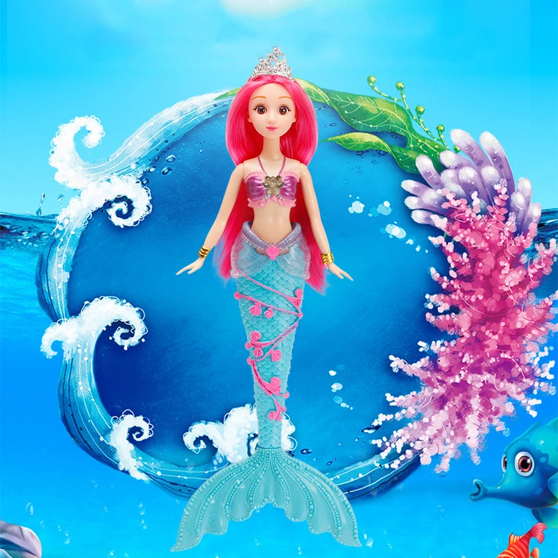 36cm New 3D Eye Mermaid Princess Doll Glowing Lights Music Mermaid Princess Toy Girl Birthday Gift