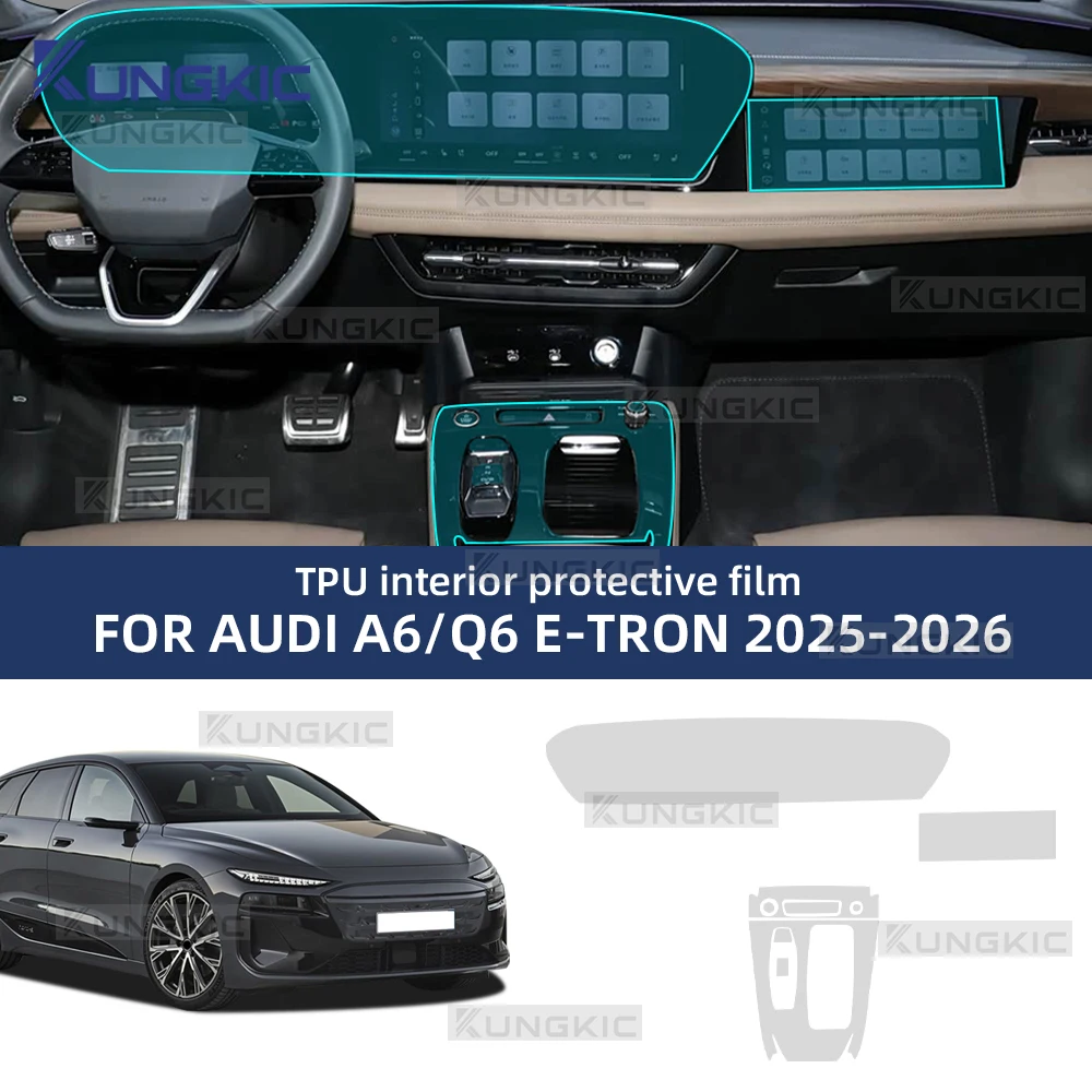 Für AUDI A6 Q6 E-TRON 2025 2026 Innenraum TPU Schutzfolie Kratzfest Navigationsdisplay Automobil-Armaturenbrett Zubehör