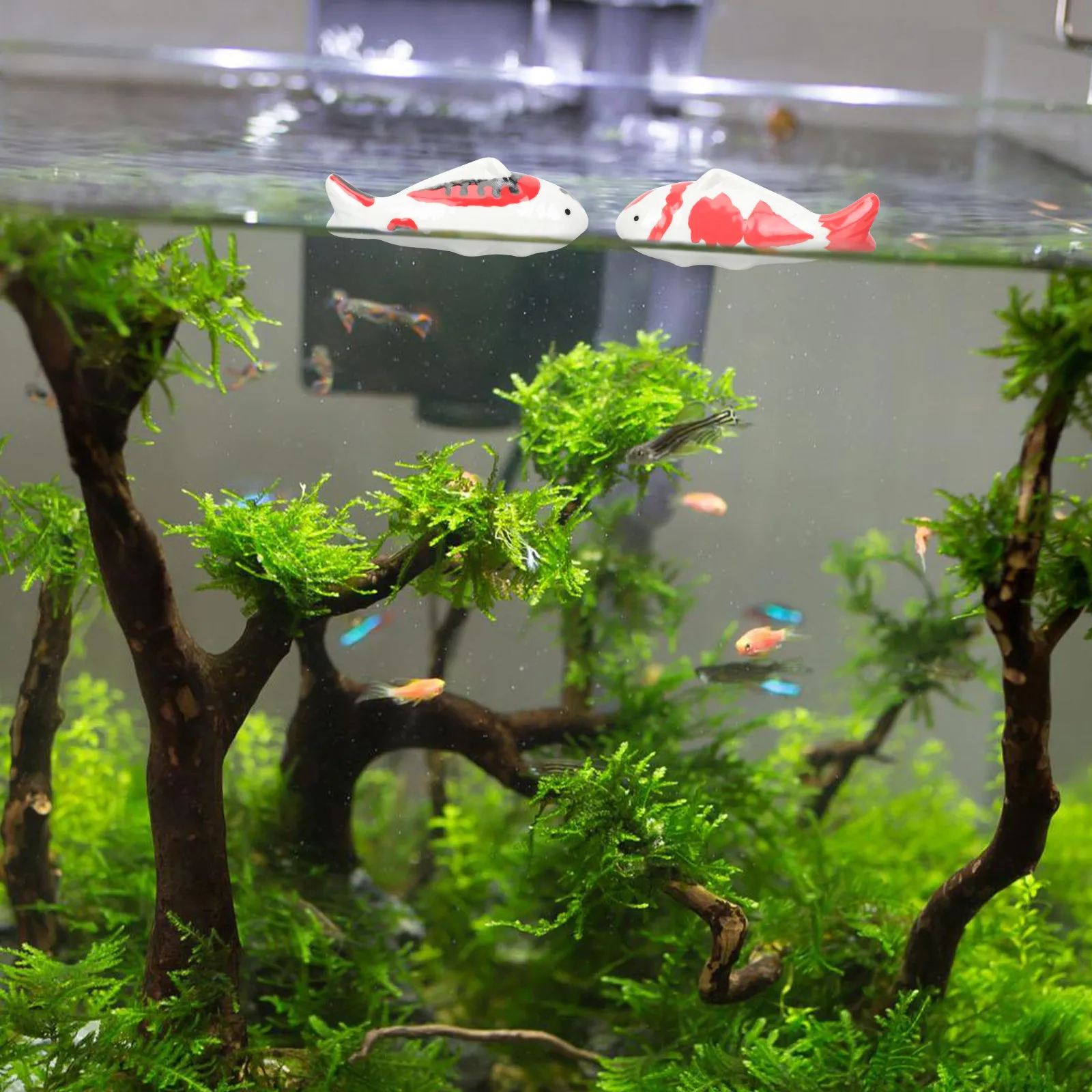 3Pcs Ceramic Floating Fish Aquarium Decorations Premium Handcrafted Realistic Fish Shape for Tank Landscaping Micro DIY