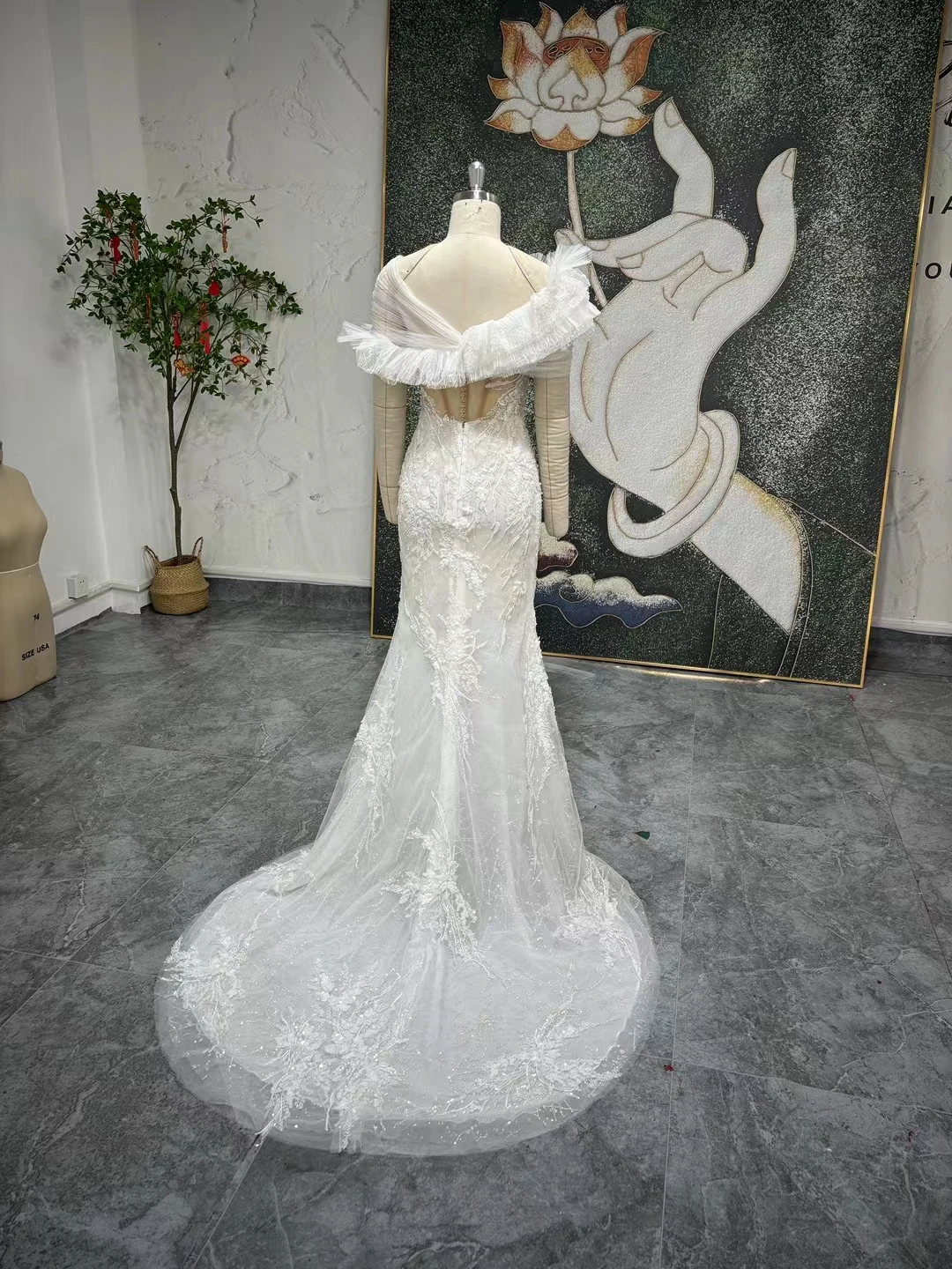 Abiti da Noiva Abiti da sposa a sirena in tulle glitterato di lusso con applicazioni di perline Abiti da sposa romantici Robes de mariée