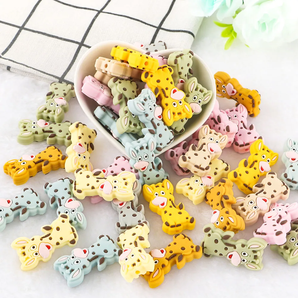 

Sunrony 5/10 Pcs Giraffe Cartoon Silicone Beads Baby Food Grade For DIY Pen Pacifier Chain jewelry Handmade Bracelets Accessorie