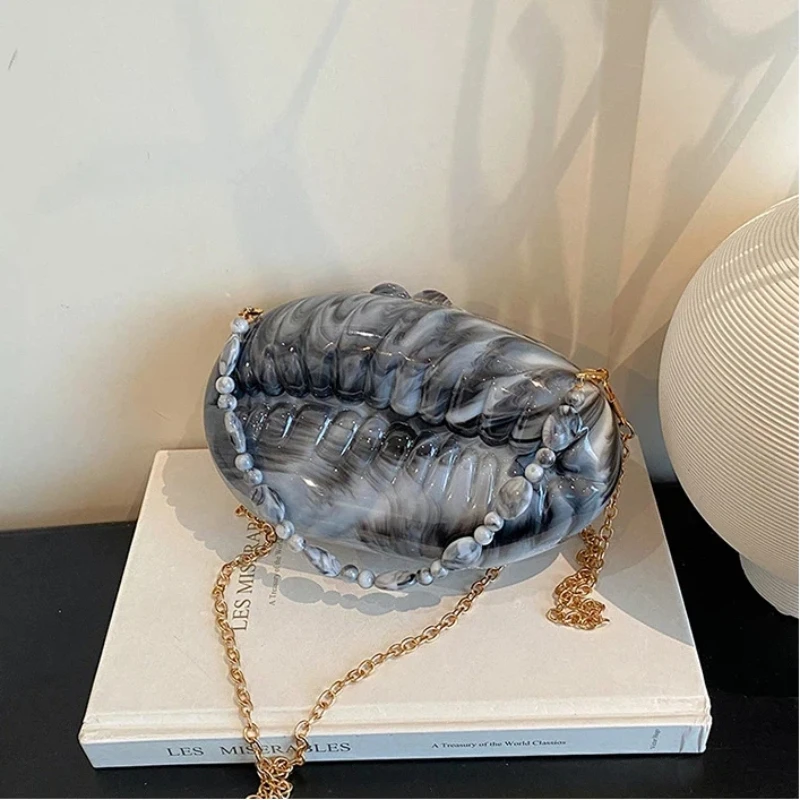 

Fashion Shell Bags for Women 2026 New Acrylic Party Evening Handbag Chain Luxury High Quality Hard Hip Hop Shoulder Bag Woman