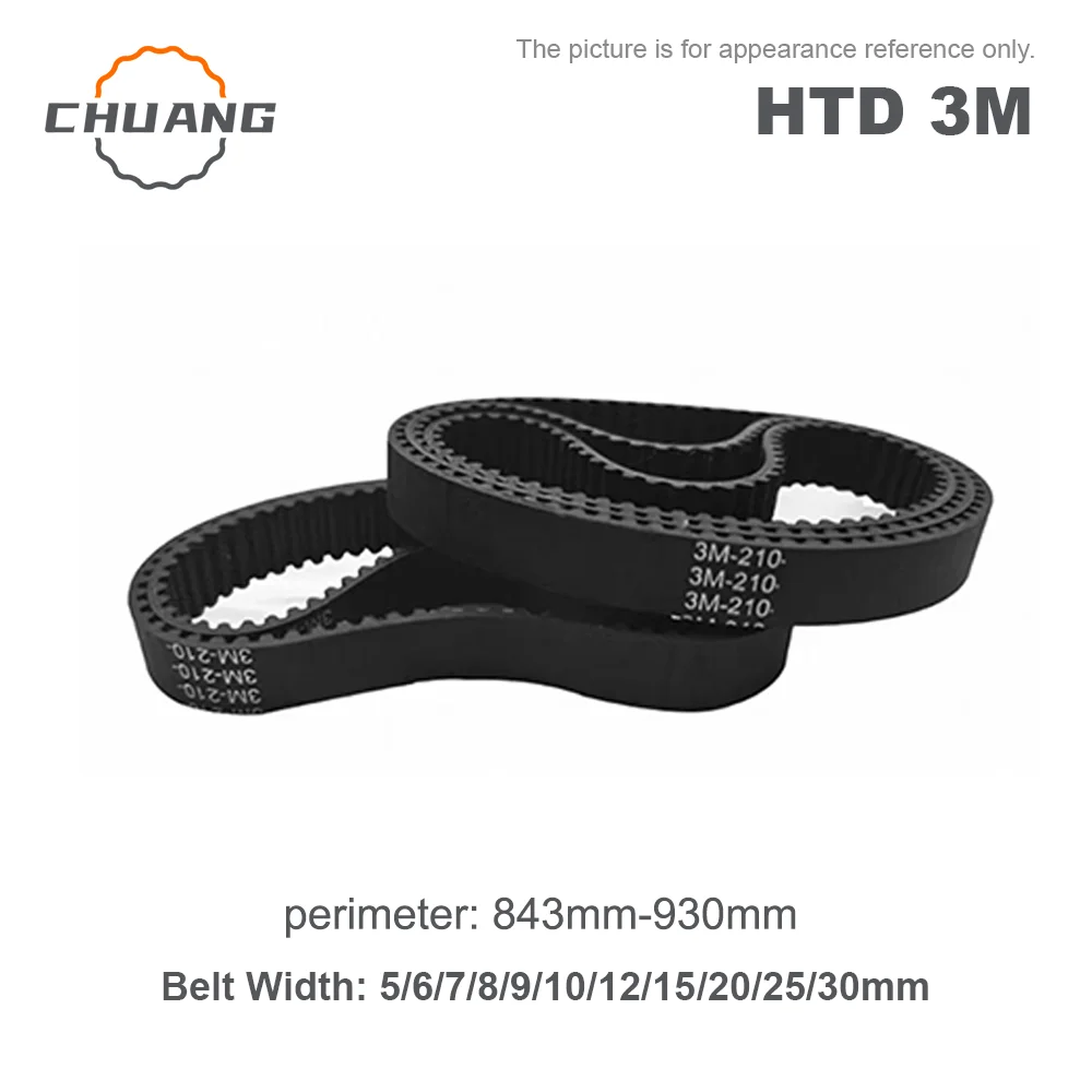 

HTD 3M rubber synchronous belt Perimeter:843mm-930mm belt Width 5/6/7/8/9/10/12/15/20/25/30mm HTD 3M Closed loop rubber band