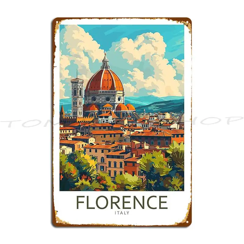 Minimalistic Florence Italy Metal Plaque Poster Wall Mural Garage Bar Party Plates Customized Tin Sign Poster