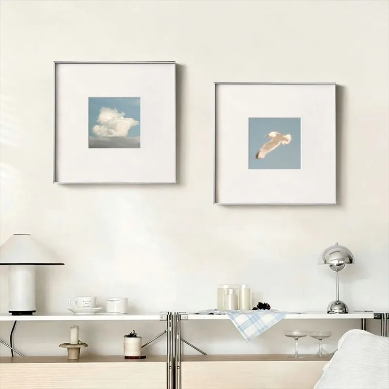 Modern minimalist medieval Bauhaus hanging paintings, blue landscape decorative paintings, niche art, living room, dining room