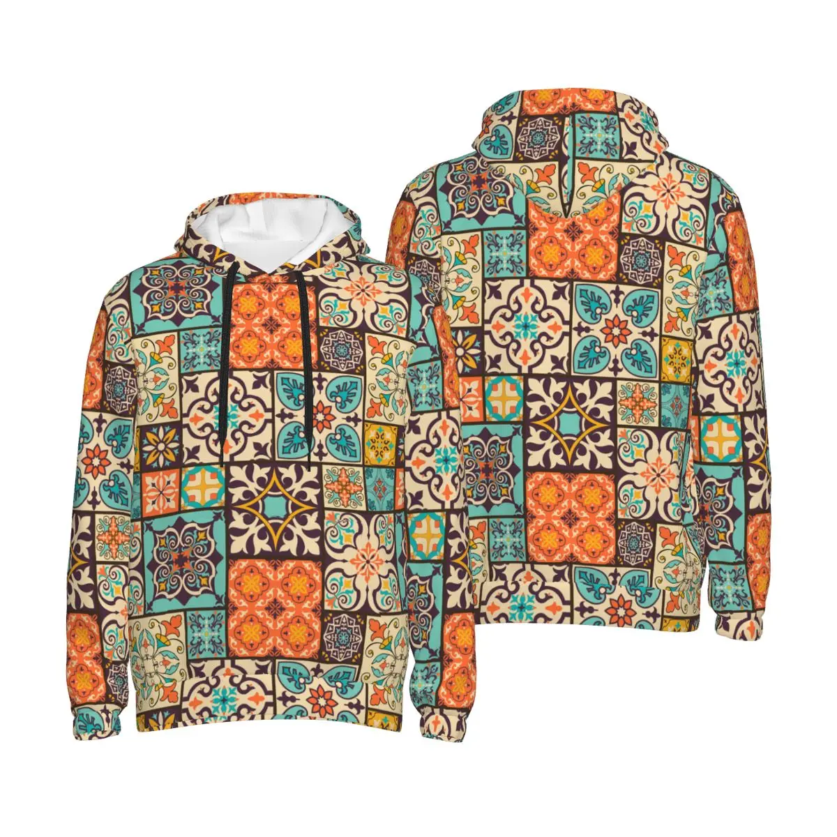 Unisex Mexican Southwest Art Hoodies With Pocket Loose Fit Mexico Tile Long Sleeve Sweatshirts