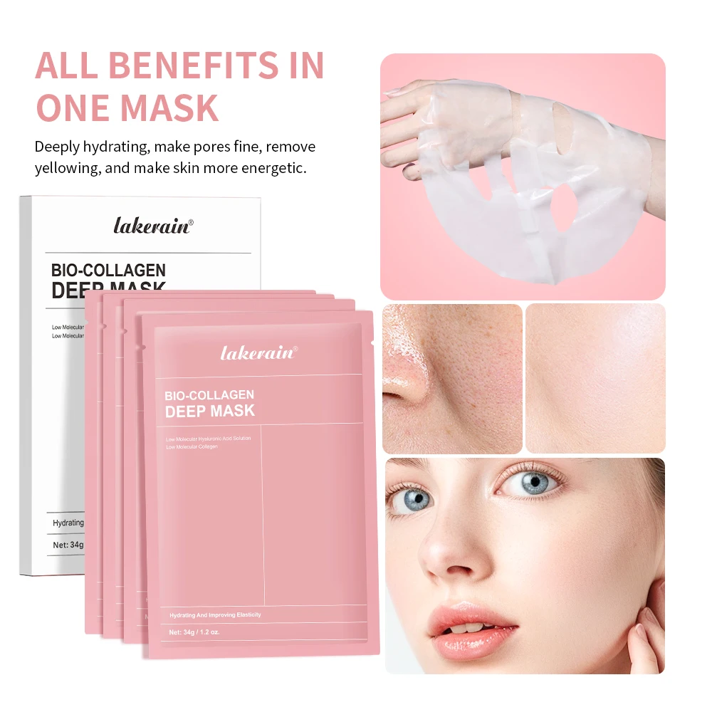 Bio-Collagen Real Deep Mask Pore Minimizing Firming Hydrating Overnight Hydrogel Mask Brighten Skin Supplement Collagen Skincare