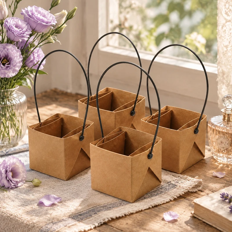 5/10/20PCS Brown Kraft Paper Succulent Planter Box Mini Flower Pot Seedling Starter Containers Indoor Outdoor Balcony Garden ZYF