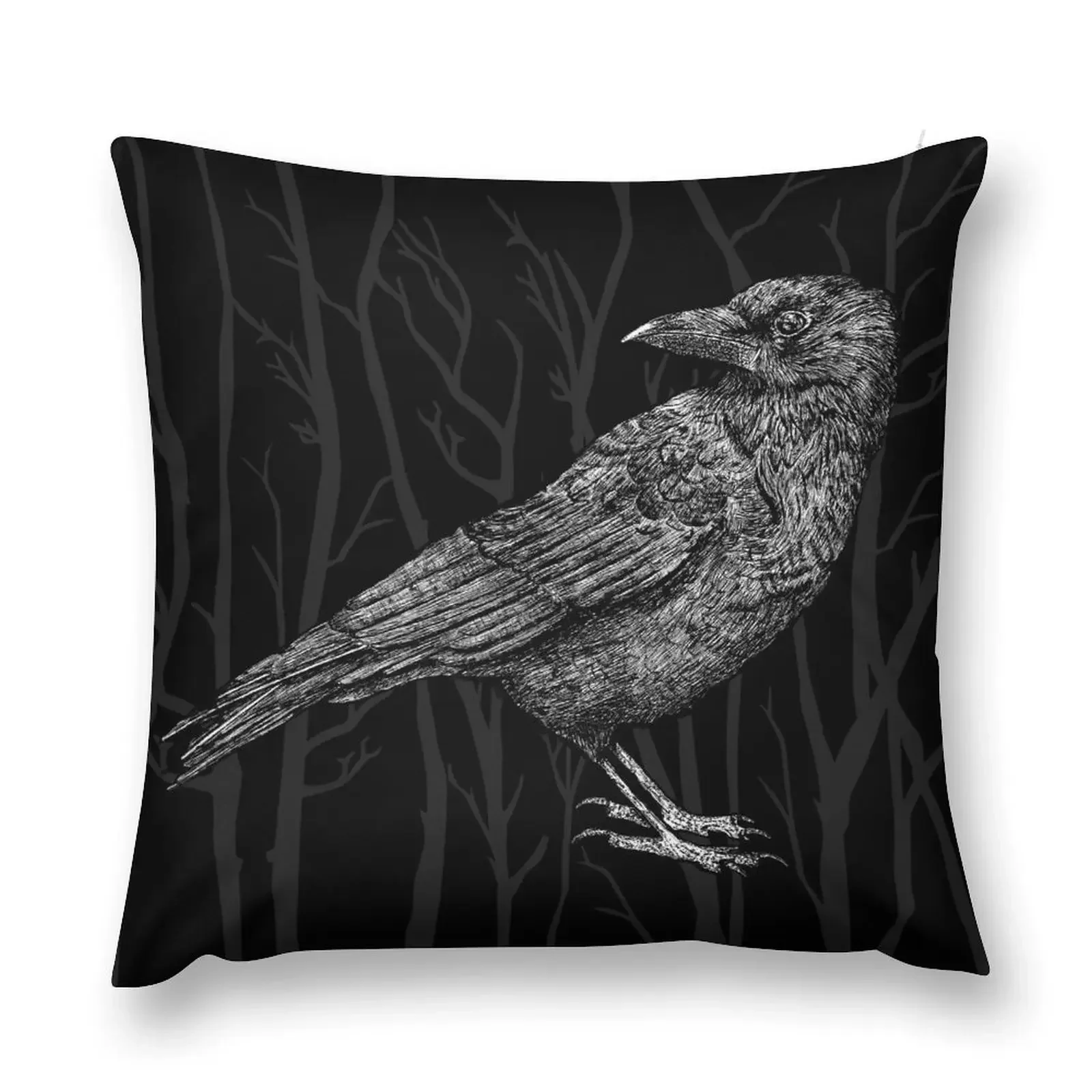 

Crow, Pen and Ink detailed drawing Throw Pillow pillow pillowcase Luxury Living Room Decorative Cushions pillow