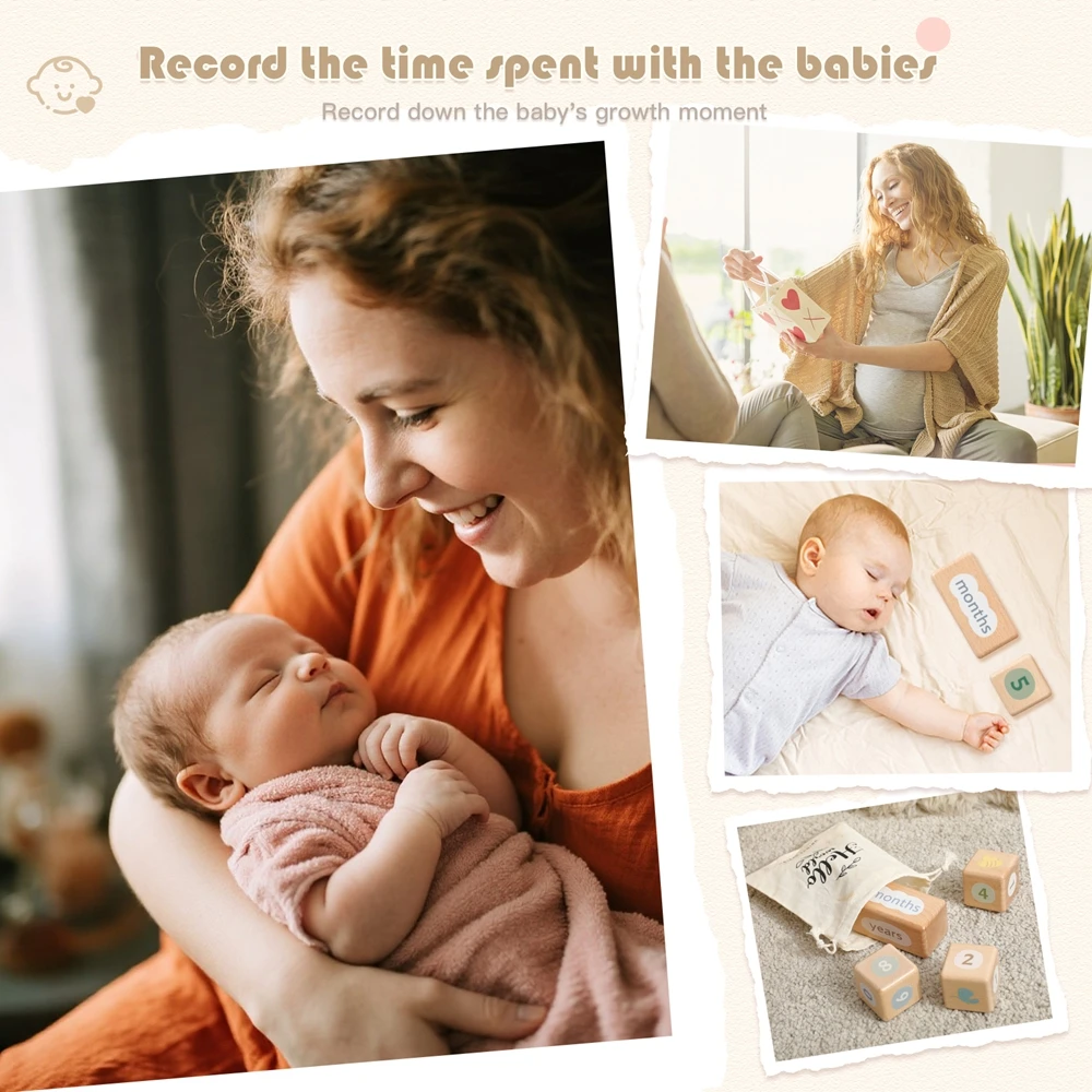 1 Set Stapelbare Holz Kalender Meilensteine Holz Baby Bausteine Neugeborenen Wachstum Fotografie Requisiten Kindergarten Dekor Baby Geschenk