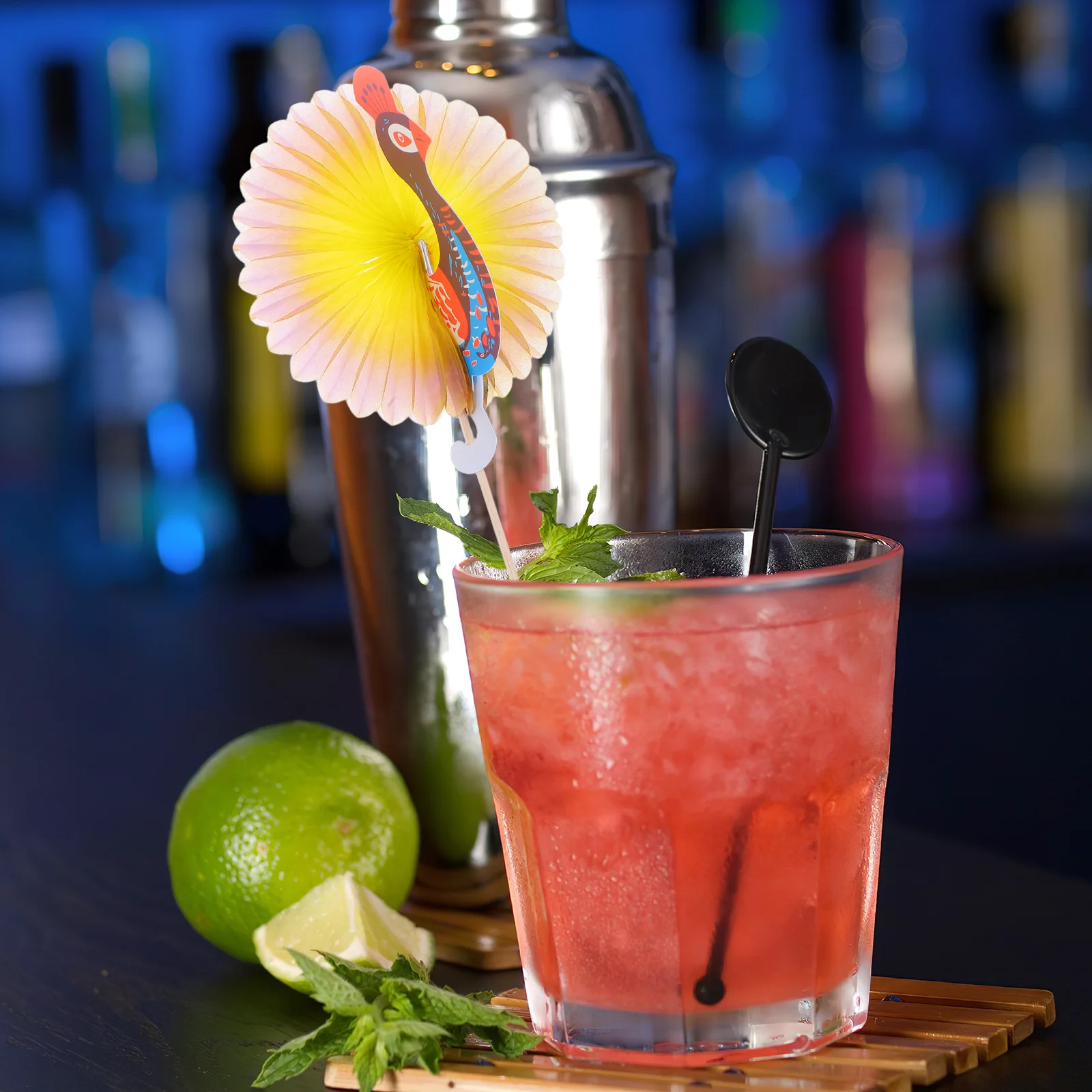 

100pcs Cocktail Umbrellas Mini Drink Paper Peacock Umbrellas Hawaiian Party Decorations Lightweight Portable Food Sticks Bar