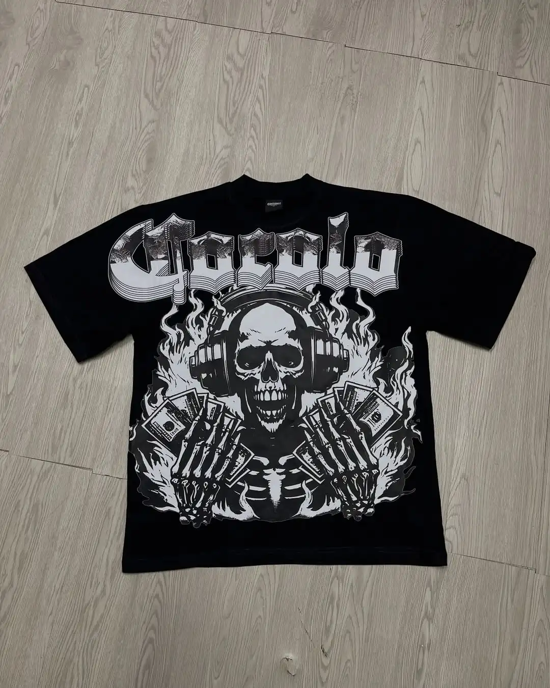 

Большие размеры с рисунком черепа в стиле панк, крутые свободные футболки с короткими рукавами в Европе и Америке, уличные популярные индивидуальные повседневные свободные футболки