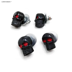 Motorcycle Bolts License Plate Windscreen Fairing Screw 4pcs Black Skull Red Eye Frame Fastener Car ATV Quad Trailer Trucks