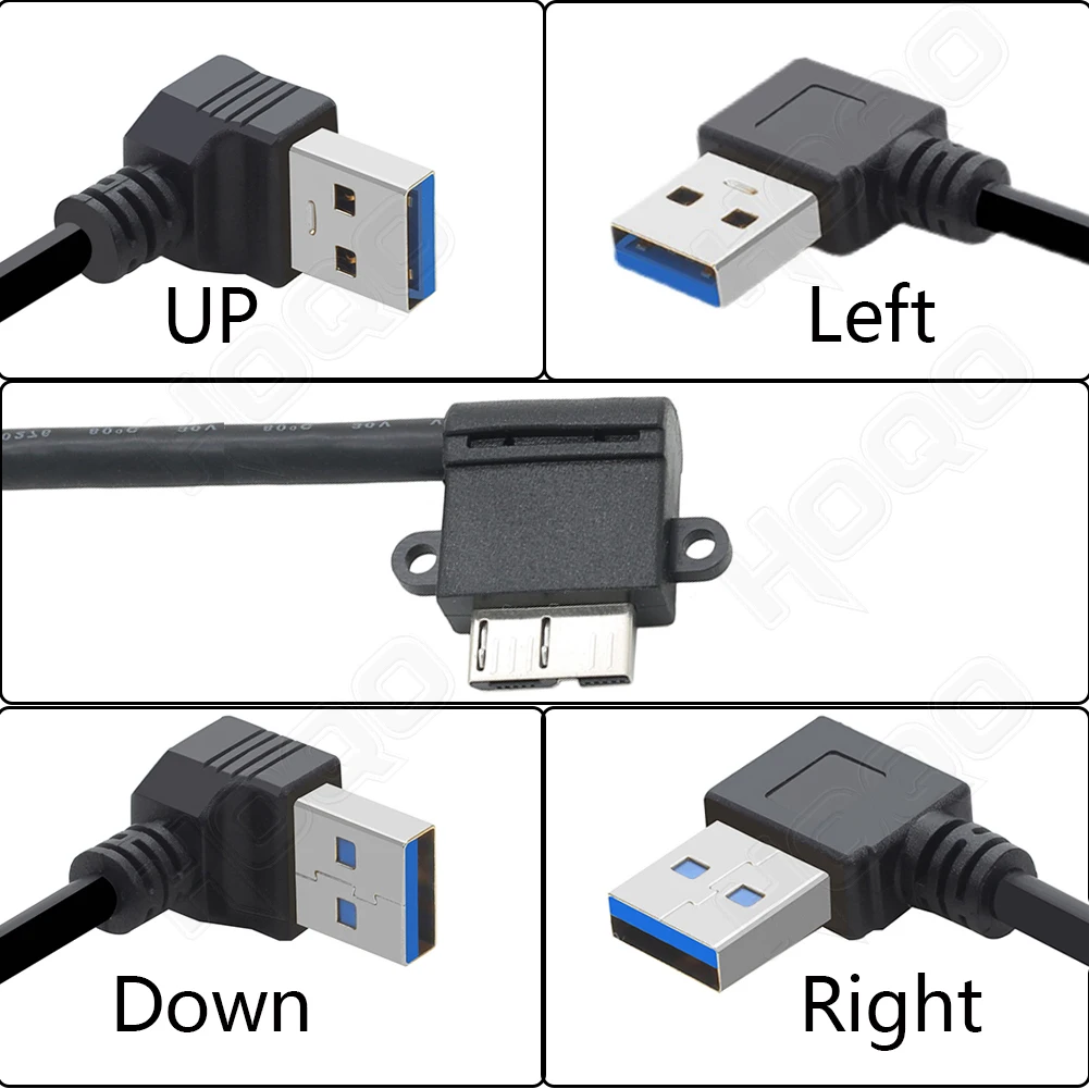 USB 3.0 A 90 درجة حتى زاوية ذكر إلى مايكرو B ذكر 90 درجة الزاوية اليسرى كابل قصير تستخدم لنقل البيانات والشحن