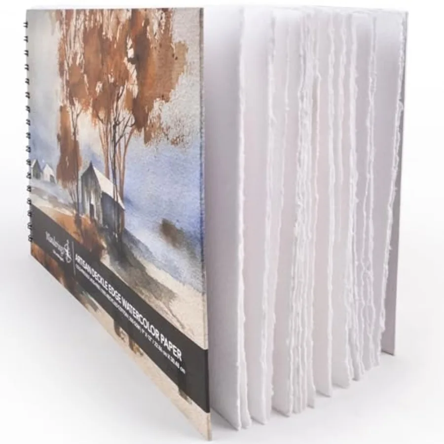 

Tear Out Watercolor Journal - - Premium Art Journal with Handmade Deckle Edge Paper Featuring 350 GSM Cold Press Paper for Scra