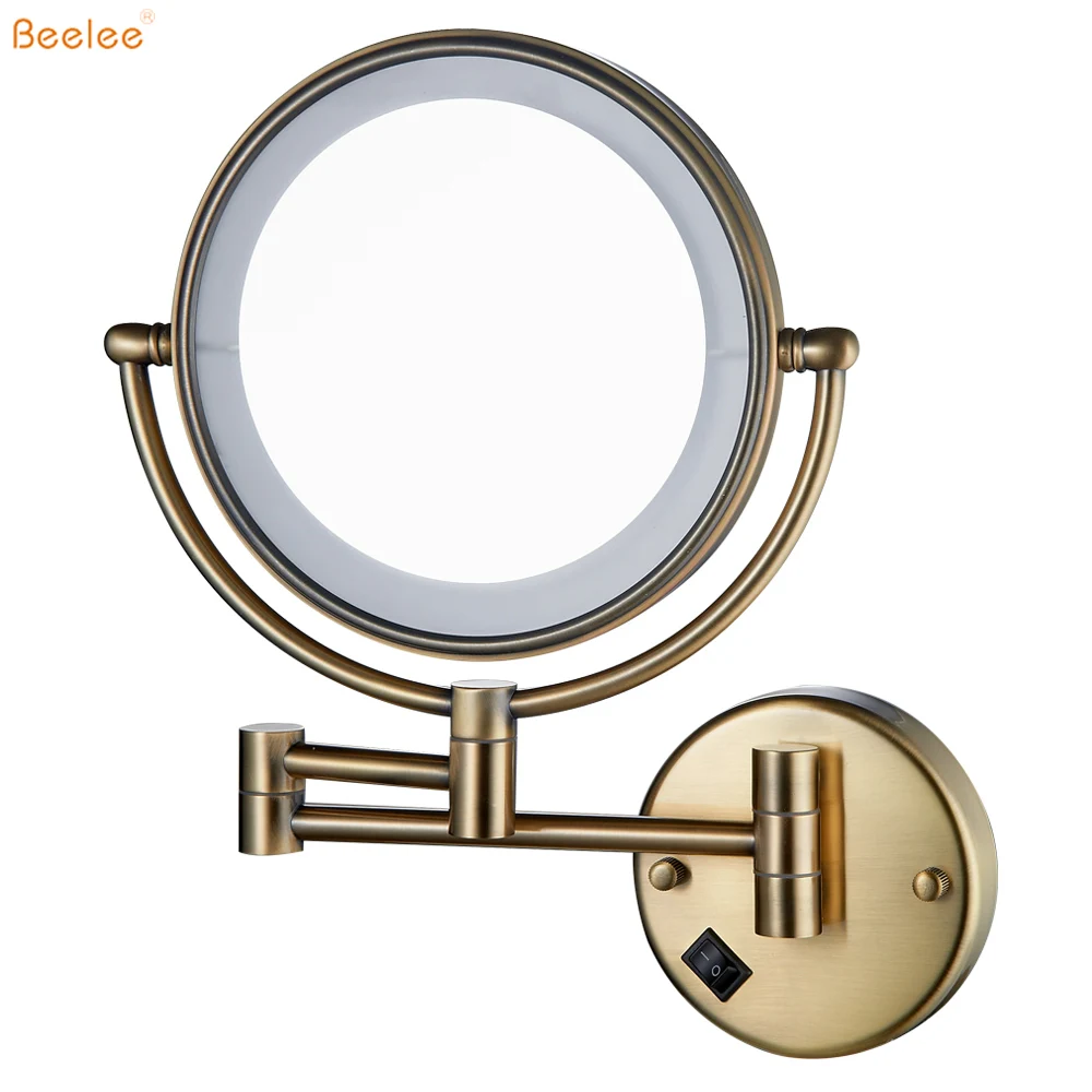 

M1208GTF 5X Magnification Bathroom Golden Cosmetic Mirror With LED Lighted