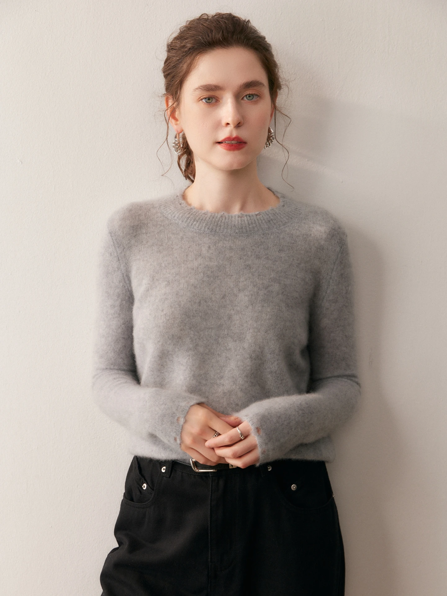 

mat Sle Long Sve Camere Sweater Women's Loose Fit Hole Design High Ne Warm Base Layer irt Commute Friendly