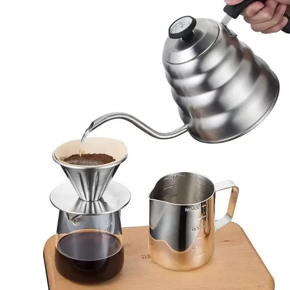 

NEW Stainless Steel Coffee Kettle 1L Capacity with Thermometer Drip Kettle Pour Over Coffee Pot Coffee Shop