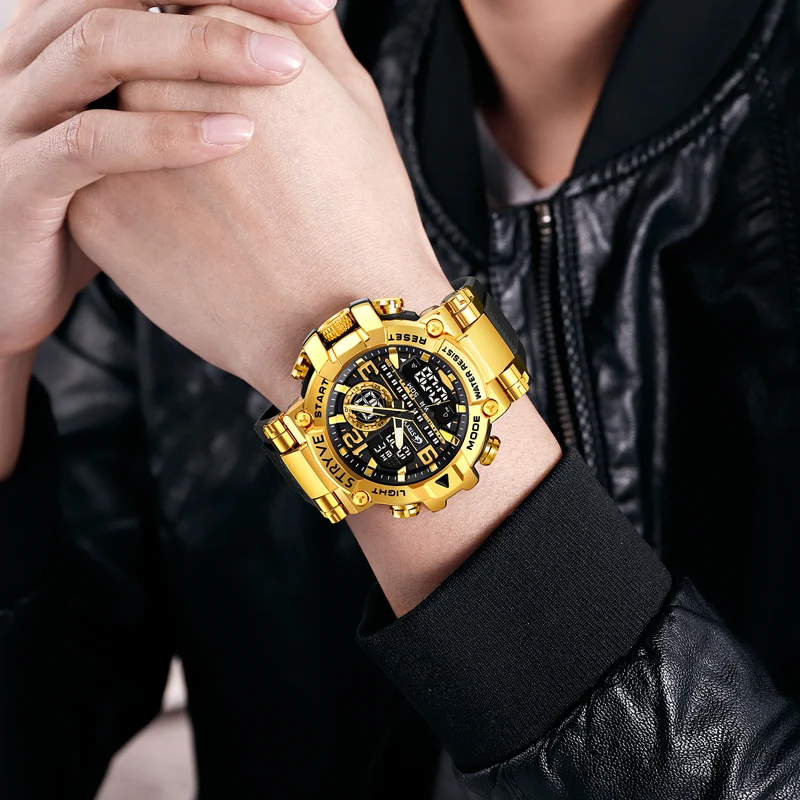 Mens Stryve Clear Multifunction Watch Works New Battery Sports Wristwatch STRYVE 8030 Dual Display Analog Digital  main image 3