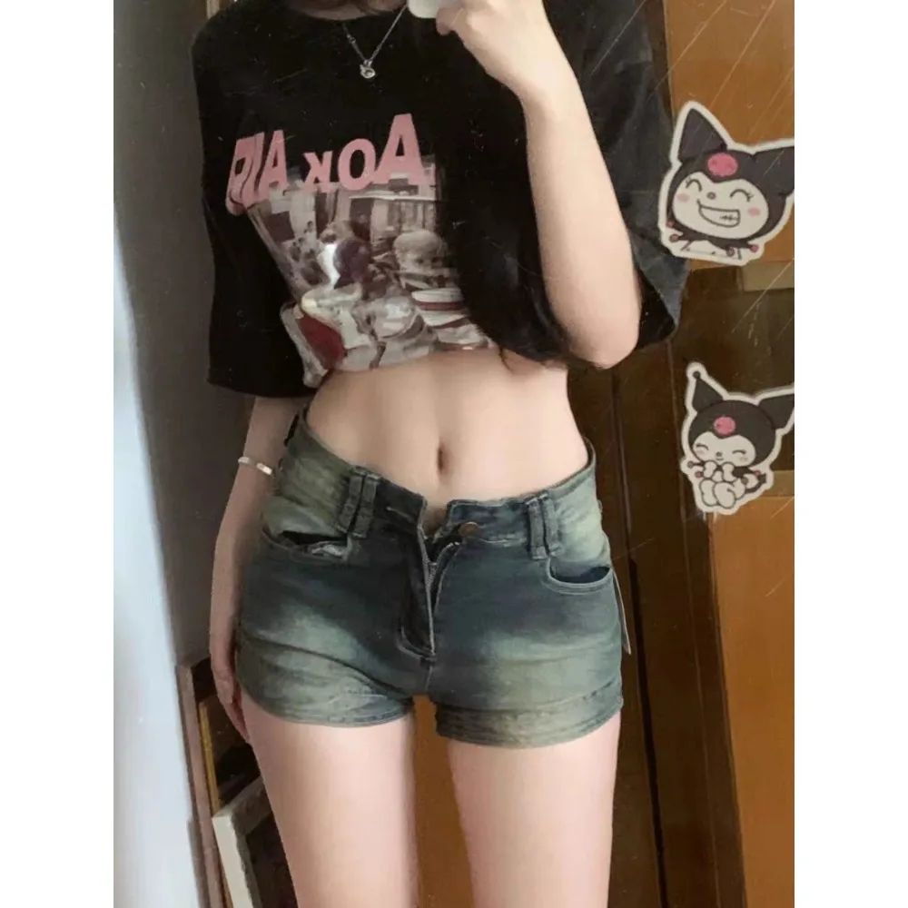 Sexy Ultra Short Hot Pants, Invisible Open Crotch, Outdoor Sex Straight Leg Jeans, Ms High Waisted, Spicy Girls, Tight Fitting,