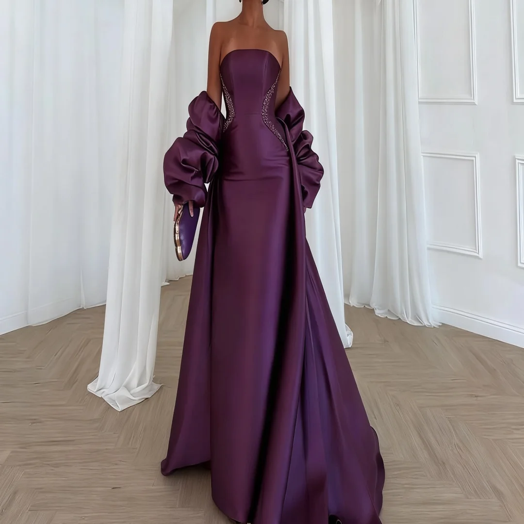 

Индивидуальные женские вечерние платья с длинными рукавами без бретелек, вечерние платья для дня рождения, выпускного вечера для женщин