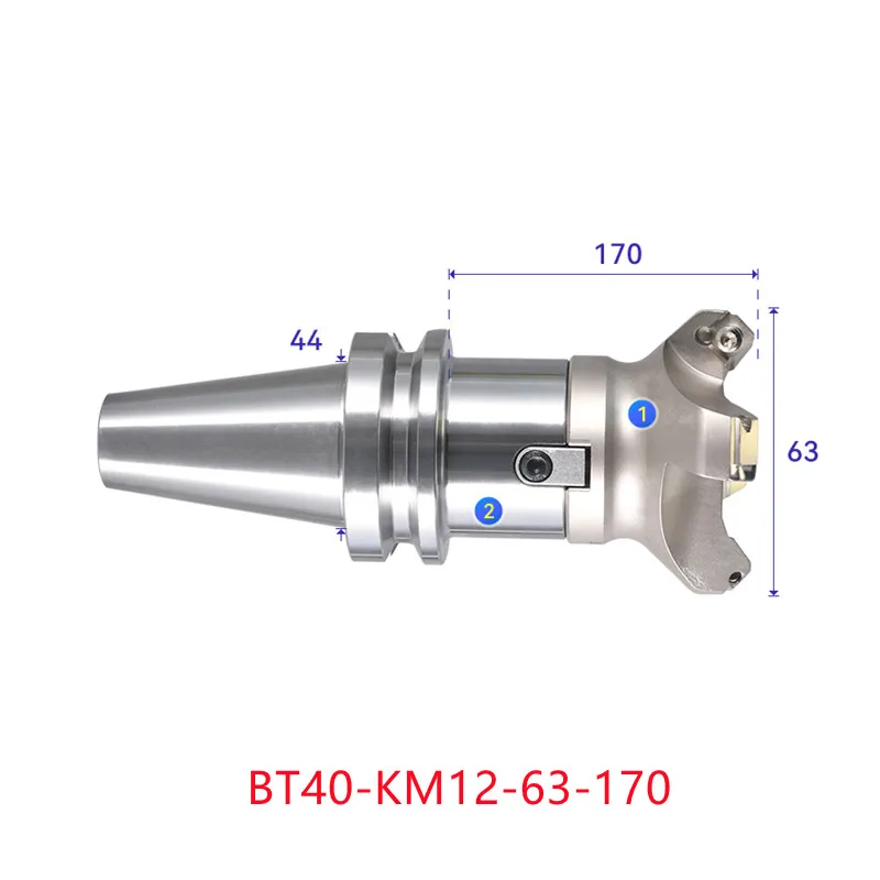 

Face end mill BT40-KM12-63-170 shoulder milling cutter Stainless steel body Tool holder set CNC Milling New