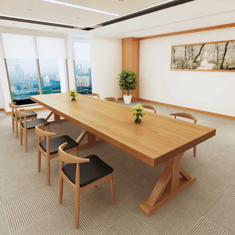 Solid wood conference table Large staff meeting room negotiation table